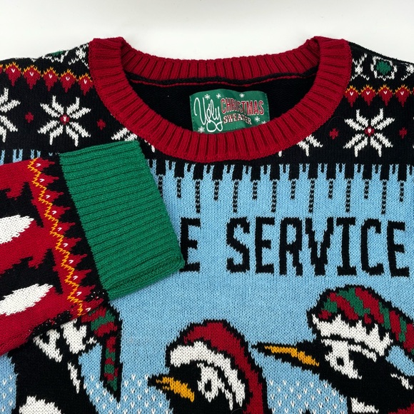 Ugly Christmas Sweater Womens Multicolor Waddle Service LS Sweater Size XXL - Picture 1 of 10